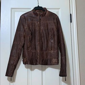 J2 brown vegan leather jacket.